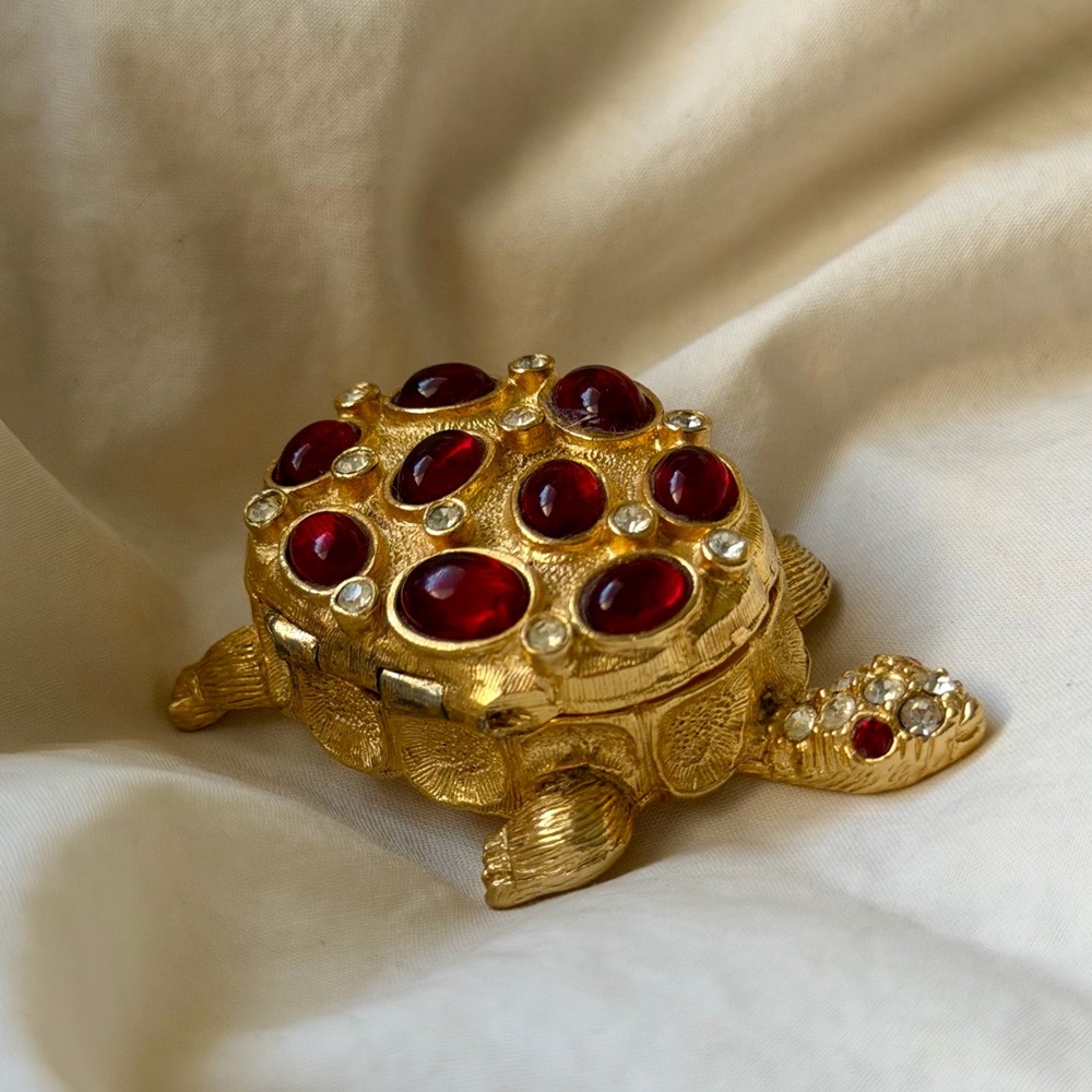Vintage FLORENZA Gold Turtle Trinket Box - Picture 11 of 13